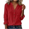 thumbnail image 2 of Neewe Womens Classic Plain Shirt Casual Collar Long Sleeve Loose Fit Button Down Tops Daily Outfits, 2 of 5