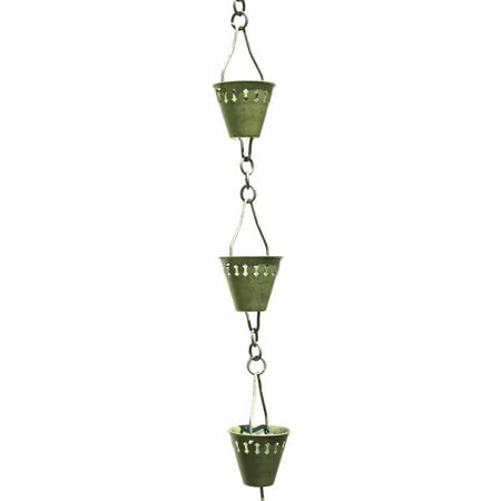 Weathered Patina Chain - Patina Products Verdigris Shade Cup Rain Chain
