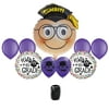 Hats Off to the Smiley Grad Cap Bouquet School Colors 9pc Balloon Pack, Purple
