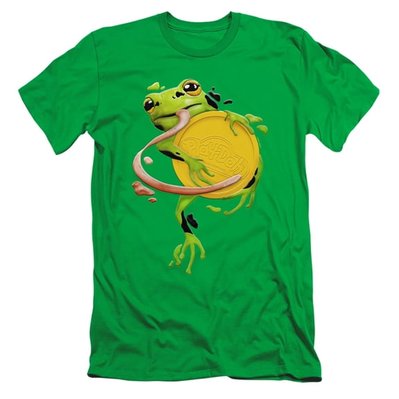 Play Doh Frog Hugging Play Doh Lid S/S Adult 30/1 T-Shirt Kelly Green