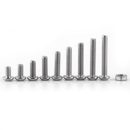 

LHCER 340pcs M3 Stainless Steel SS304 Button Head Hex Socket Screw Bolt Nut Assortment Kit Bolt and Nut Assortment Fastener