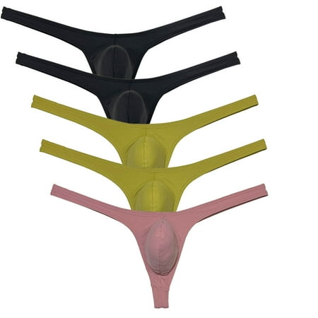 Botmois 5PCS/LOT Men s Solid Spandex Micro Thongs Sexy Guy Contoured Pouch Bikini Tangas String Briefs Lingerie Underpants 5TT X