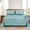 thumbnail image 3 of Mainstays Super Soft Brushed Microfiber Bed Sheet Set, Blue Cameo Embossed Hayden Paisley, King, 4 Piece, 3 of 13