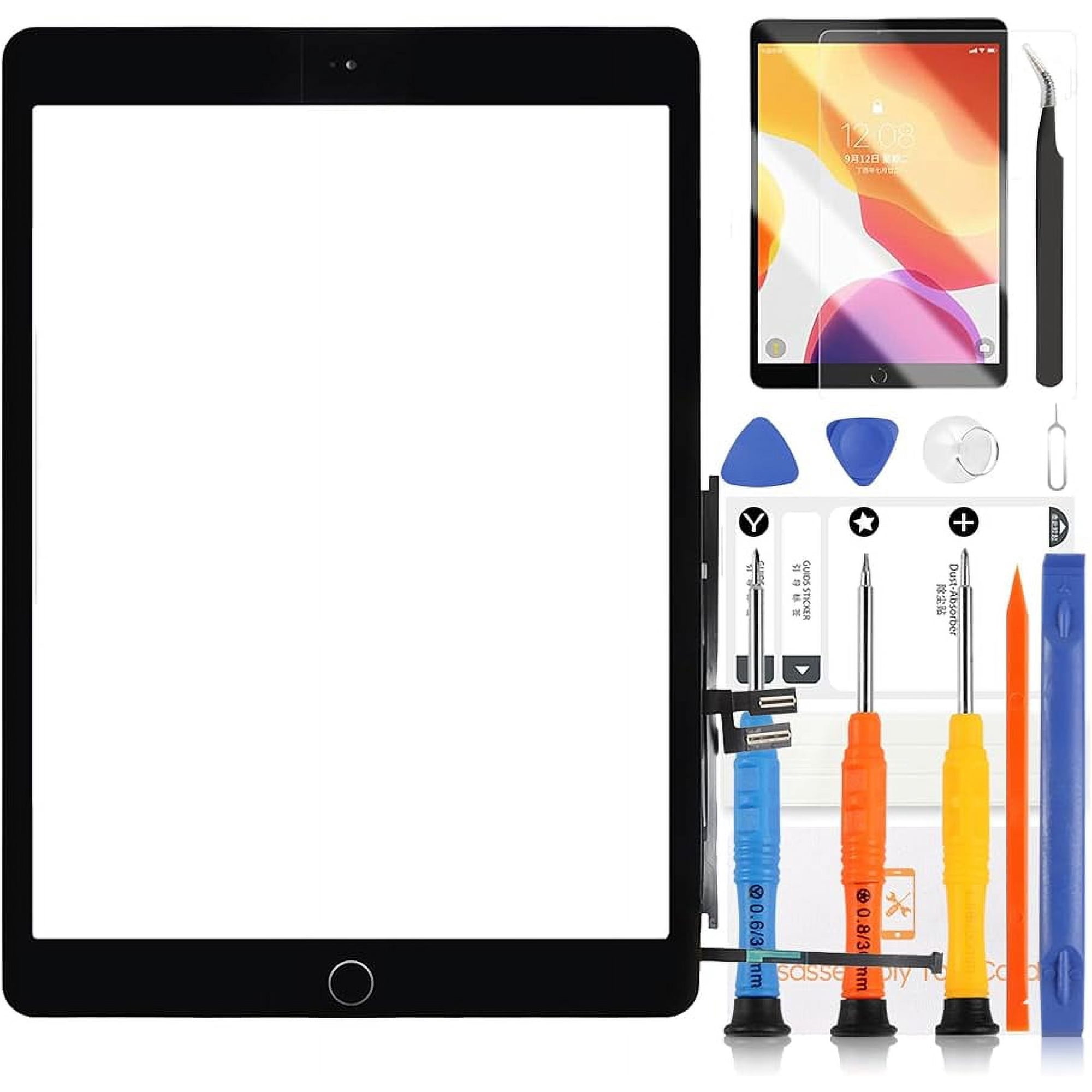 for iPad 9 9th Gen 2021 Screen Replacement for iPad 9 9th Generation 10.2" A2602 A2603 A2604 A2605 Touch Screen Digitizer Sensor Glass Panel Repair Parts Kit with Home Button +Tools +Protector Film