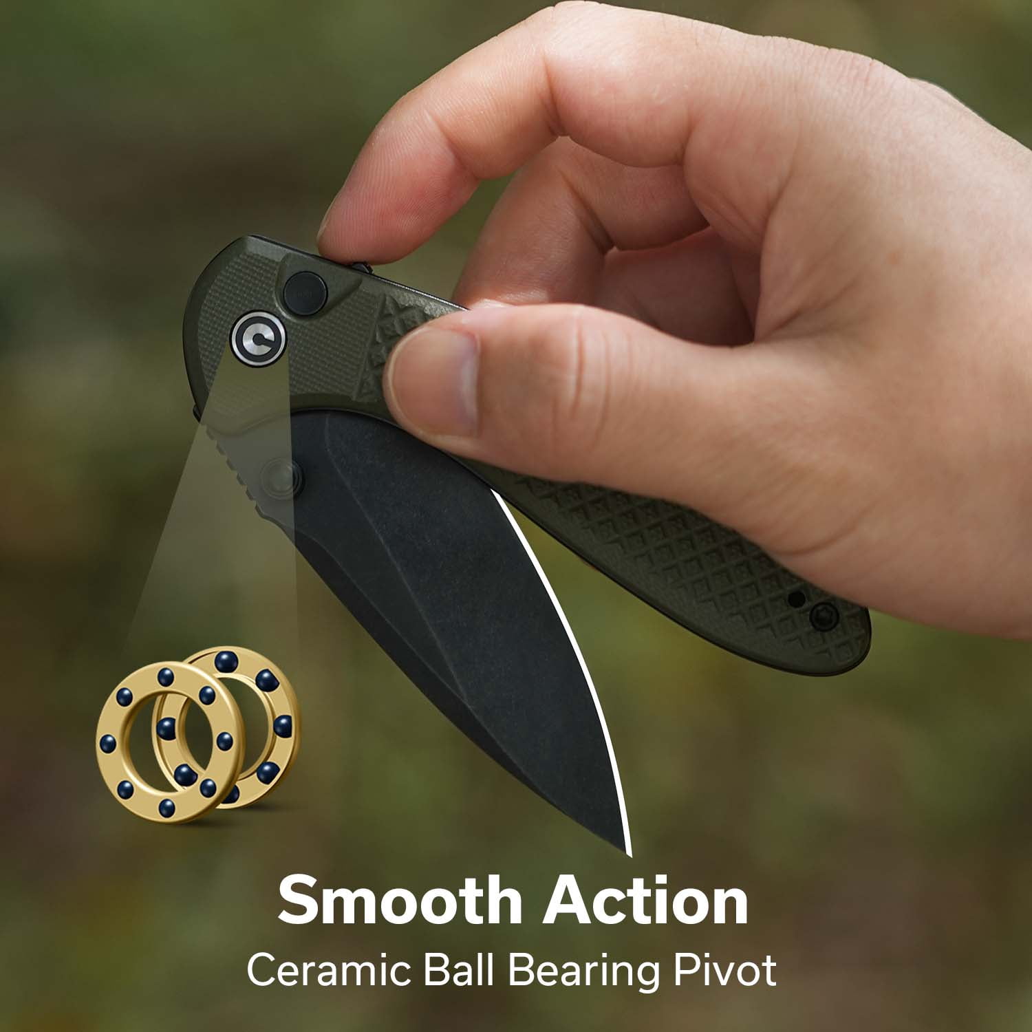 CIVIVI Faeger Pocket Folding Knife with 2.98" 14C28N Blade and Milled Neutral Blue G10 Handle C24031-2