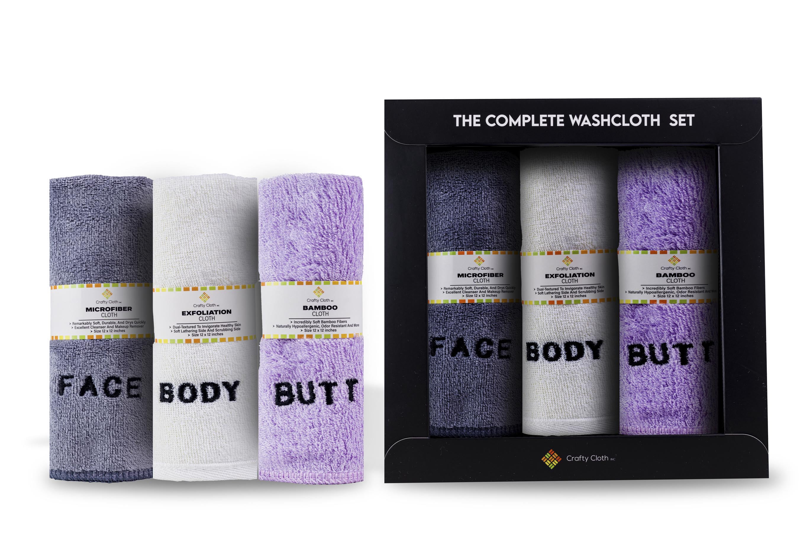 Crafty Cloth Exfoliating Washcloth | Reusable Bath Dual Sided Face and Body Exfoliator | Body Scrub Back Scrubber Shower Towel for Men and Women