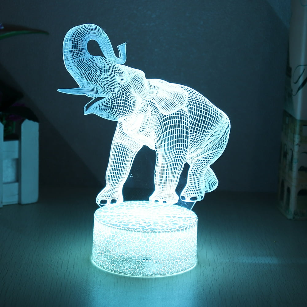 16 Colors LED Elephant Lamp 3D Night Light Bedside Desktop Touch Switch