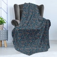 thumbnail image 4 of Stars Soft Flannel Fleece Throw Blanket, Graphical Abstract Star Randomly Scattered on a Blue Backdrop, Cozy Plush for Indoor and Outdoor Use, 60" x 80", Burnt Sienna Marigold, by Ambesonne, 4 of 5