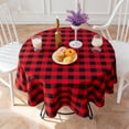 thumbnail image 6 of MMJ Christmas Tablecloth Round Checkered Waterproof, Wipeable for Dining Table Party Holiday Christmas Decor 39.37in, 6 of 6