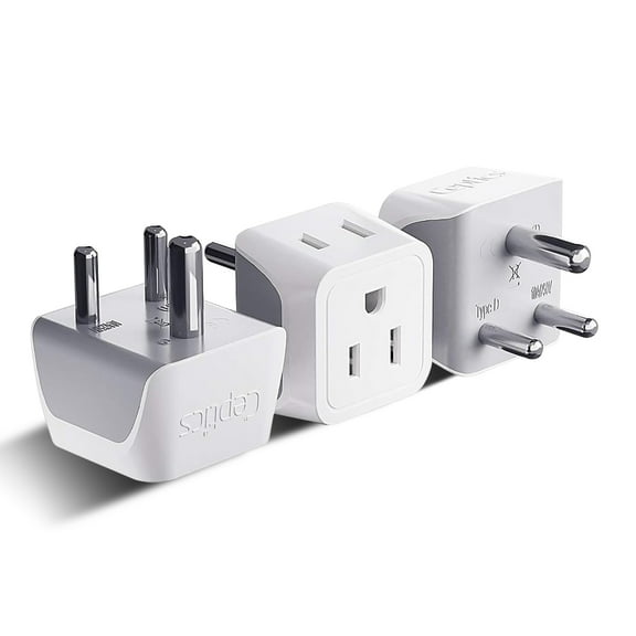 Ceptics CT-10 India Travel Adapter Plug - Type D (3-Pack)