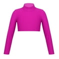 thumbnail image 3 of SiiRoh Girls Long Sleeve Stretch Short Mock Neck Athletic Shirt Crop Top Basics Sportswear Rose 6, 3 of 7