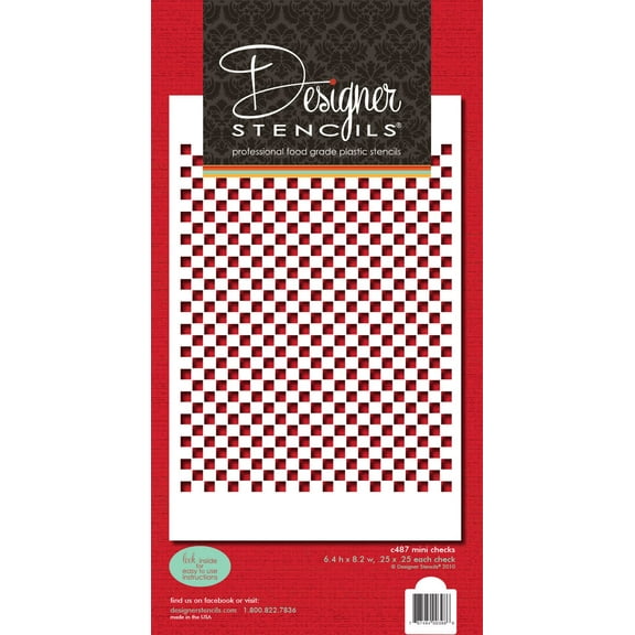 Designer Stencils Mini Check Cake Stencil, Beige/semi-transparent