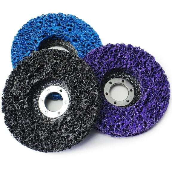 Ur-Excellent 4" x5/8'' Stripping Discs Rust Remover Wheel Remove Paint and Oxidation Poly Strip Wheel Disc Abrasive Angle Grinding Wheel - 3 Pack(Purple/Blue/Black)