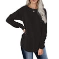thumbnail image 5 of WZHKSN Female Solid Black Long Sleeve Crew Neck New T-Shirts, 5 of 5