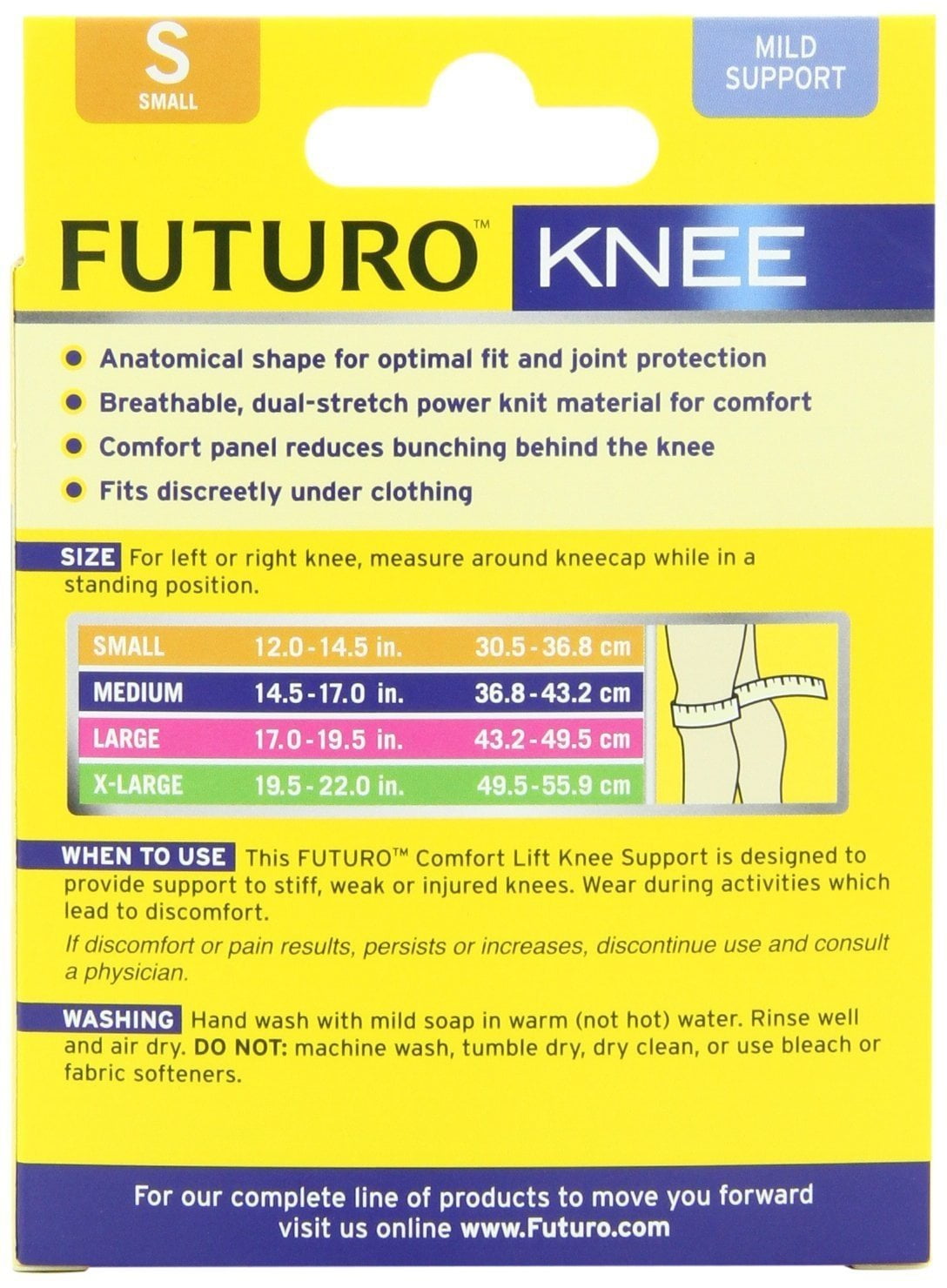 Futuro Knee Support Size Chart