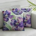 thumbnail image 3 of Tulips Flowers Purple Satin Pillowcase for Hair and Skin Silk Pillowcase Pillow Case with Envelope Closure Throw Pillow Cover for Sofa Bedroom Couch Home Car Decor - Standard,, 3 of 7