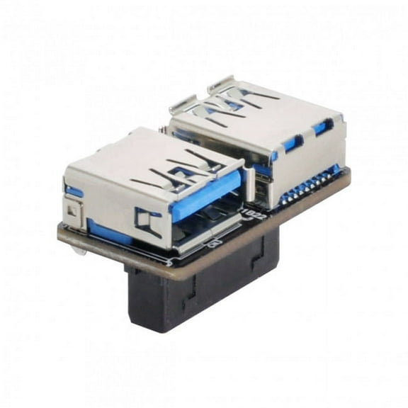 JSER Dual USB 3.0 A Type Female to Motherboard 20/19 Pin Box Header Slot Adapter PCBA Flat Type
