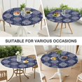 thumbnail image 7 of Round Fitted Tablecloth for 38-42 Inch Tables, 44" Boho Floral Design with Elastic Edge, Spillproof for Dining Room & Patio, 7 of 7
