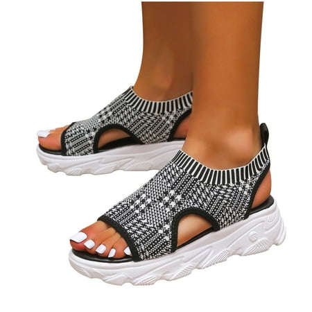 

Summer Ladies Women Thick Soled Shoes Fish Mouth Casual Net Cloth Sandals