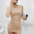 thumbnail image 4 of Vestido mini ajustado con cordón y manga larga para mujer sexy para discoteca, 4 of 6