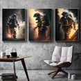 thumbnail image 2 of [Retro Fashion Theme Frameless Prints] 3pcs Art Deco Firefighter Canvas Wall Art Set, Retro Minimalist Abstract Hero Posters, Fashion Theme Frameless Portrait Prints for Home Office, Living Room, Be, 2 of 4
