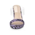 thumbnail image 6 of BLISSFUL STEP Women's Snake Print Snakeskin Block Heels Sandals Purple 8, 6 of 8
