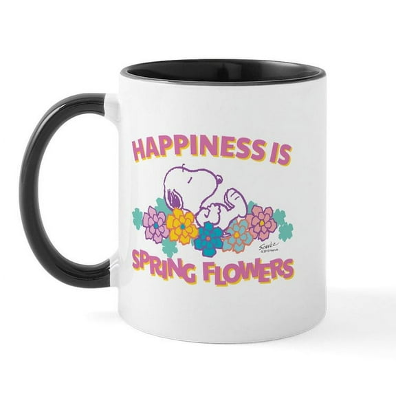 CafePress - Snoopy Flowers Mug - 11 oz Ceramic Mug - Novelty Coffee Tea Cup