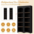 thumbnail image 6 of 3-Piece Large TV Stand with Bookshelves for TVs up to 70", Wall Unit Entertainment Center with 2 Storage Cabinets, 2 Drawers and Adjustable Shelves, TV Hutch for Living Room, Black, 6 of 9