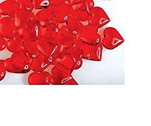 Rose Favor Vase Filler Wedding Birthday Party Decoration Artwork 150 Pieces Valentines Day Red Acrylic Heart Translucent Hearts Shaped Crystals Gems for Table Scatter 