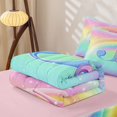thumbnail image 5 of Homewish Girls Unicorn Rainbow Print Zipper Full Size Comforter Sets with Fitted Sheet and 2 Pillowcases,Colorful Glitter Print Monogrammed J Zipper Bedding Set For Kids,Pink Reversible,4-Piece, 5 of 7
