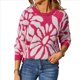 thumbnail image 1 of Suéter de Punto Afelpado para Mujer, Cuello Redondo, Larga, Estampado Floral, Suave, , Holgado, para Otoño e Invierno Rosa Roja L, 1 of 9