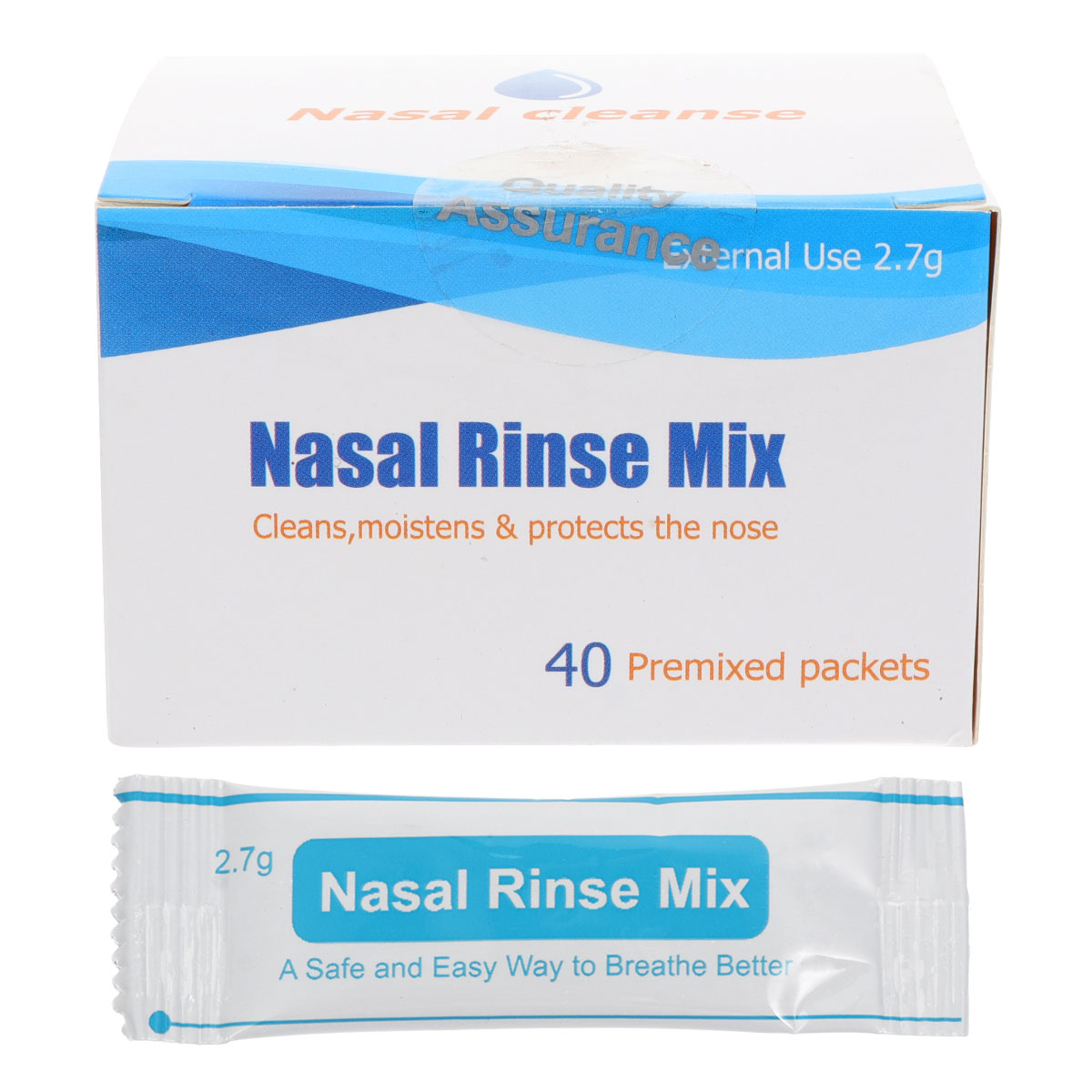 1 Box of 40pcs Nasal Rinse Salt Packets Instant Nasal Wash Salt Rinse