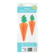 Way To Celebrate Easter Paper Honeycomb Hanging Decoration, Carrot, 2 Count