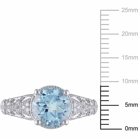 Tangelo 2-1/3 Carat T.G.W. Sky Blue Topaz and Diamond-Accent Sterling Silver Cocktail Ring
