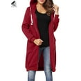 thumbnail image 4 of PULLIMORE Womens Casual Zip up Hoodies Plus Size Long Hooded Sweatshirts Jackets with Pockets (XL, Red), 4 of 8