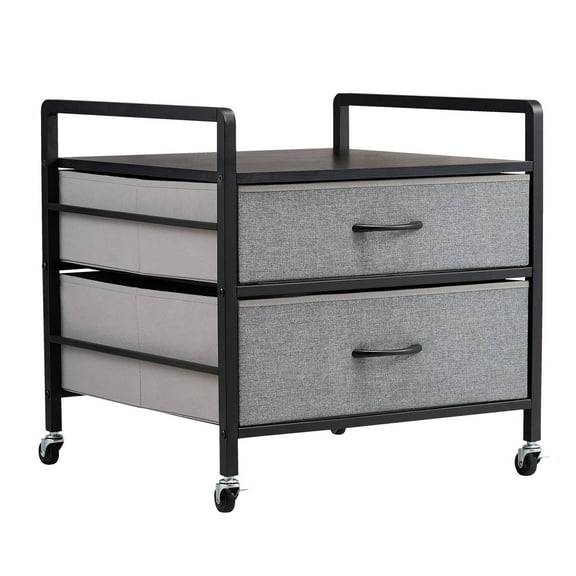 Mini Fridge Stand with Storage 176 lbs Gray Mini Fridge Table 2 Drawers