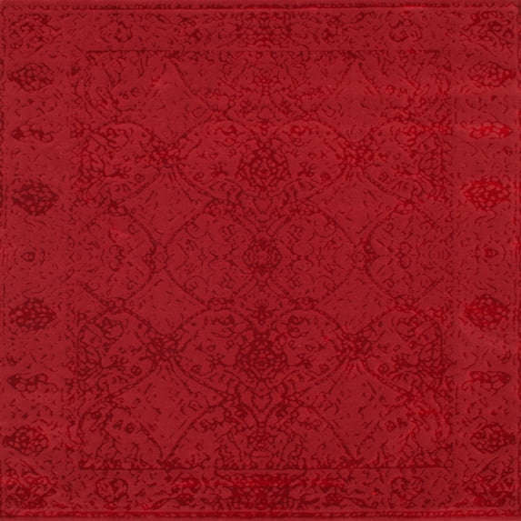 Ahgly Company Machine Washable Indoor Square Contemporary Ferrari Red Area Rugs, 3' Square