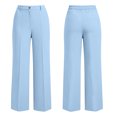thumbnail image 6 of Hrsba Women Work Pants Solid Color High Waist Back Elastic Loose Wide Straight Leg Side Pockets Daily Trousers, 6 of 8