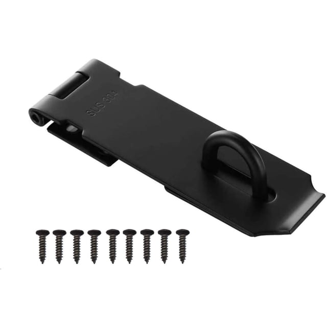 Lamondre Cierre de candado Pestillo de puerta de 4 pulgadas, Cerrojo para candado Cerradura de puerta exterior con tornillos, Pestillo de puerta inoxidable para puerta, cajón, armario (negro) Rojo Verde MX-0133241FYD