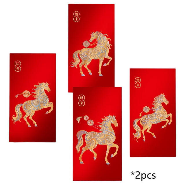 Enveloppes Rouges de l'Année du Cheval 2026, Enveloppes Rouges du Nouvel An Chinois 2026, Enveloppes pour Argent pour le Festival du Printemps et le Nouvel An Lunaire, Paquets Rouges Hong Bao pour Offrir pendant les Fêtes, Lot de 8
