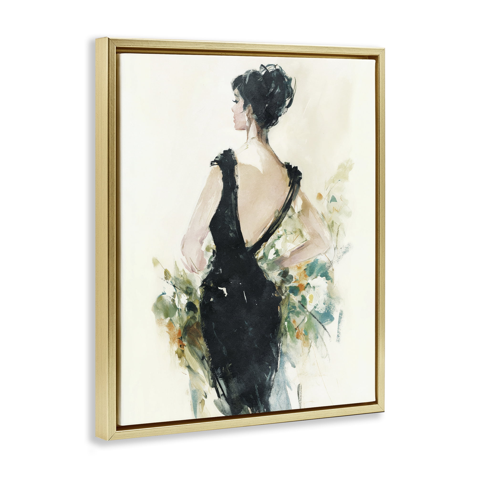 Stupell Industries Backless Reverie Gown Gold Framed Floater Canvas Wall Art, design by Svetlana Aleynikova