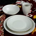Elama Ivory Terrace 16 Piece Textured Dinnerware Set