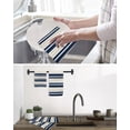 thumbnail image 5 of Navy Blue Khaki Striped Hand Towels Set, Waffle Weave Kitchen Towels 3 Pieces, Gradient Horizontal Lines Microfiber Hair Face Bath Tea Towel Absorbent Quick Drying Cleaning Dish Cloths, 15.7"x23.6", 5 of 7