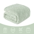 thumbnail image 4 of Whale Flotilla Fuzzy Fleece Throw Blanket for Couch, Bed, Soft Fluffy Jacquard Waffle Blankets for All Season, Lightweight and Warm, 50x60 Inch, Sage Green, 4 of 9