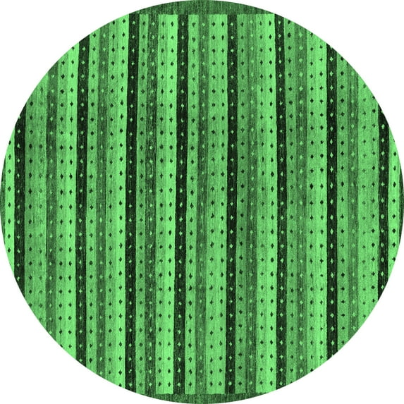 Ahgly Company Indoor Round Abstract Emerald Green Modern Area Rugs, 6' Round