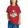 thumbnail image 4 of Jinhomg Cute T Shirt for Kid Soft Comfort Short Sleeve Cotton Tops Casual Floral And Bunny Graphic Tees Boys Girls Spring Summer Daily Wear 2025 Saving Red 3 Years, 4 of 5