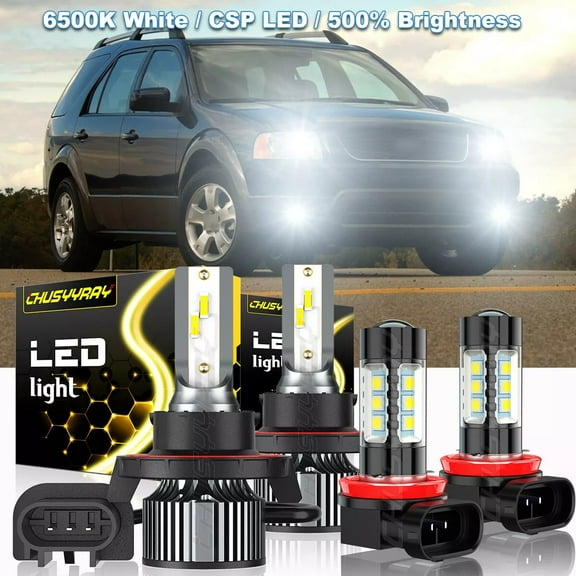 For Ford Freestyle 2005 2006 2007 - 4x Combo LED 9008 Headlight Hi-Lo Beam   H11 Fog Light Bulbs Kit White