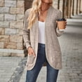 thumbnail image 2 of Qwertyu Womens Long Cardigan Lightweight Sweater Open Front Long Sleeve Cardigans with Pockets 2025 Khaki XL, 2 of 7