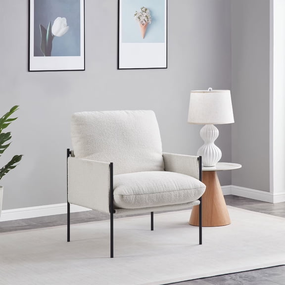 Dining Chairs Set,Modern Accents Chair Comfy Chair With Removable Cushion Vanity Chair With Wood Armrests For Living Room Bedroom White
