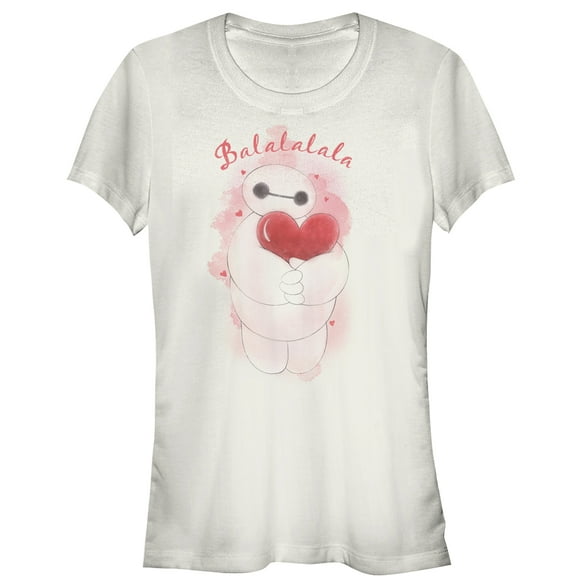 Junior's Big Hero 6 Valentine Baymax Heart Hug  Graphic Tee White X Large